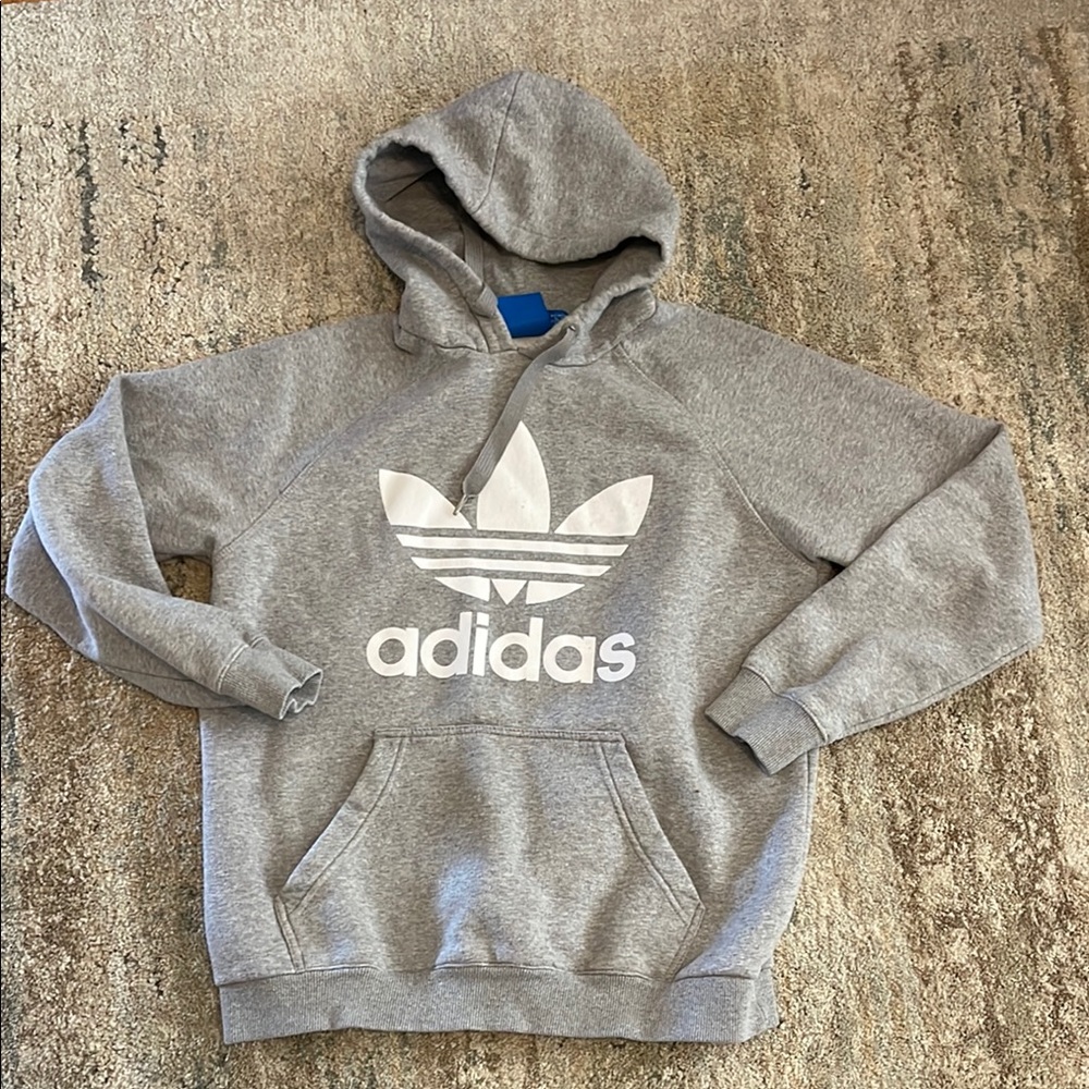 Adidas Gray Trefoil Hoodie Sweater